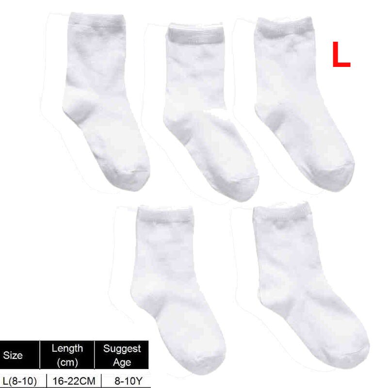 5 Paare freundlicher Reinem Weiß Socke Baby Junge Mädchen Solide Atmungsaktive Baumwolle Sport Frühling: L