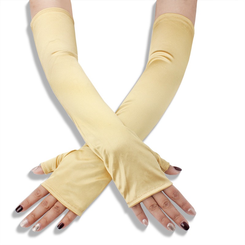 49cm Dames Satijnen Lange Vingerloze Handschoenen Effen Retro Stijl Opera Bruiloft Avondjurk Accessoires Etiquette Hoge Elasticiteit: Rood