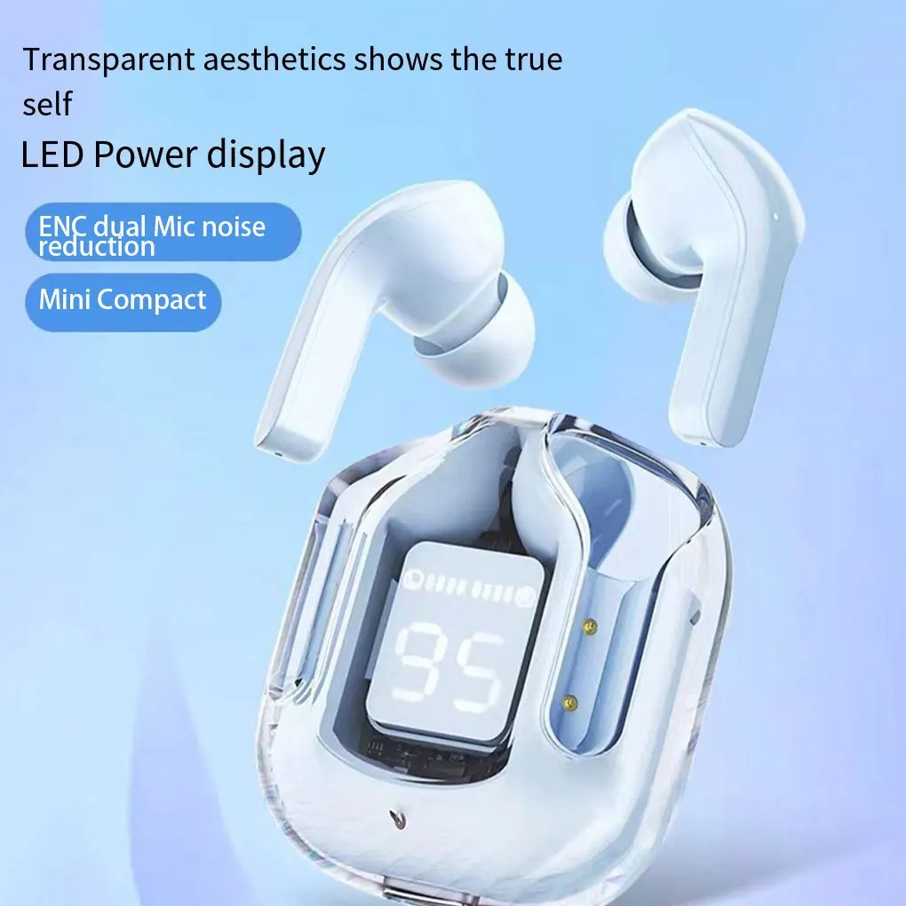 Original Wireless Bluetooth Earphone Transparent HIFI Headphones LED Power Digital Display Stereo Sound Earphones for Xiaomi