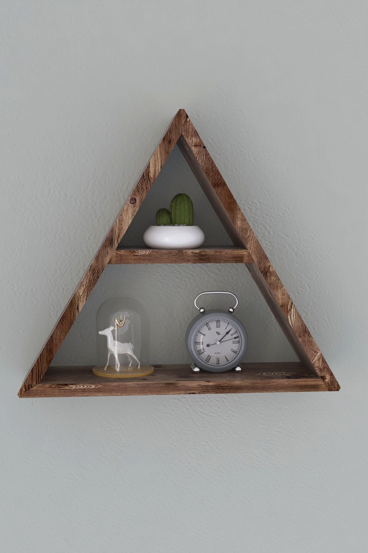 Triangle Wall Shelf Solid Shelf Natural Wood Shelf Bookcase Single