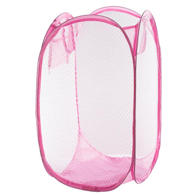 Panier à linge pliable, maille facile à ouvrir, pour dortoir d&#39;université: Pink