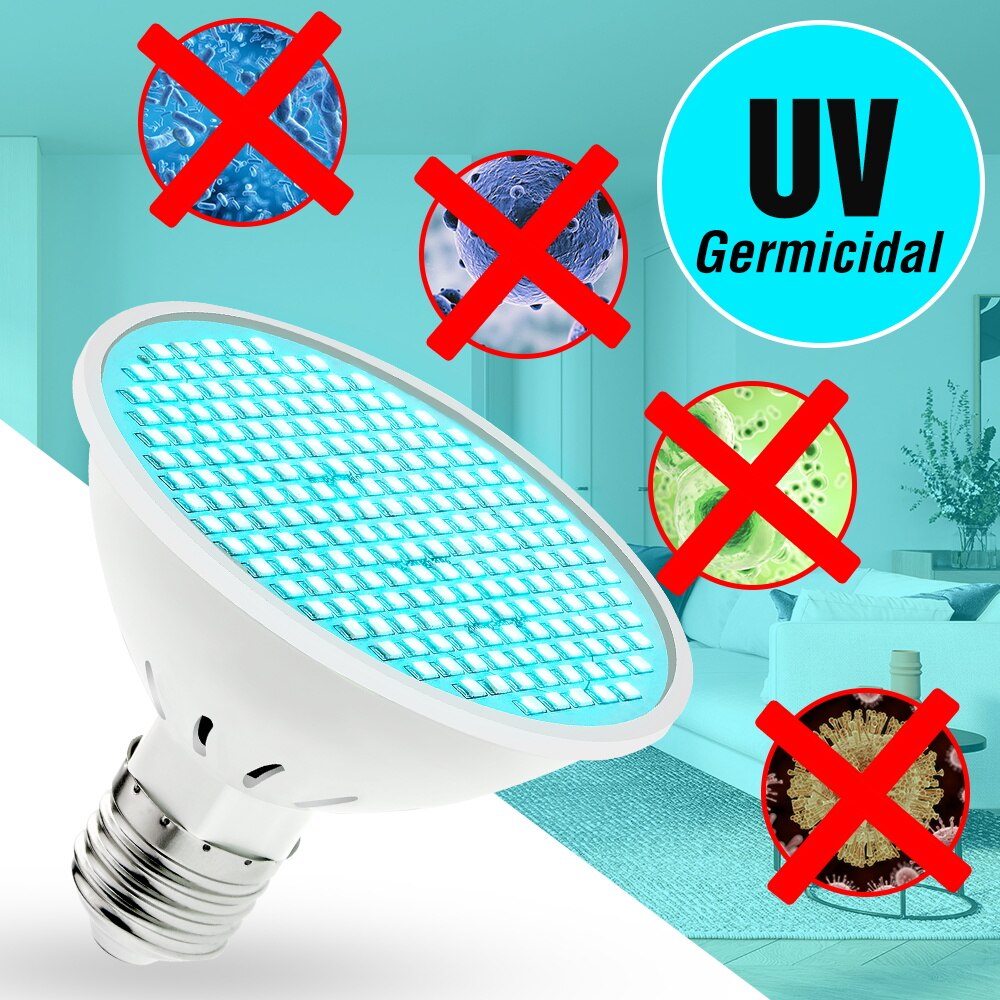 E27 Germicidal UV Light Led 254nm Ultraviolet Lamp LED 25W 35W 50W Disinfect Bacterial Spotlight Bulb 220V 110V Sterilizer Light