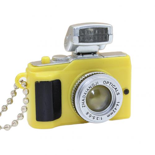 Mini Camera LED Keychain Key Ring Toy with Flashlight Sound Bag Phone Pendant: Yellow