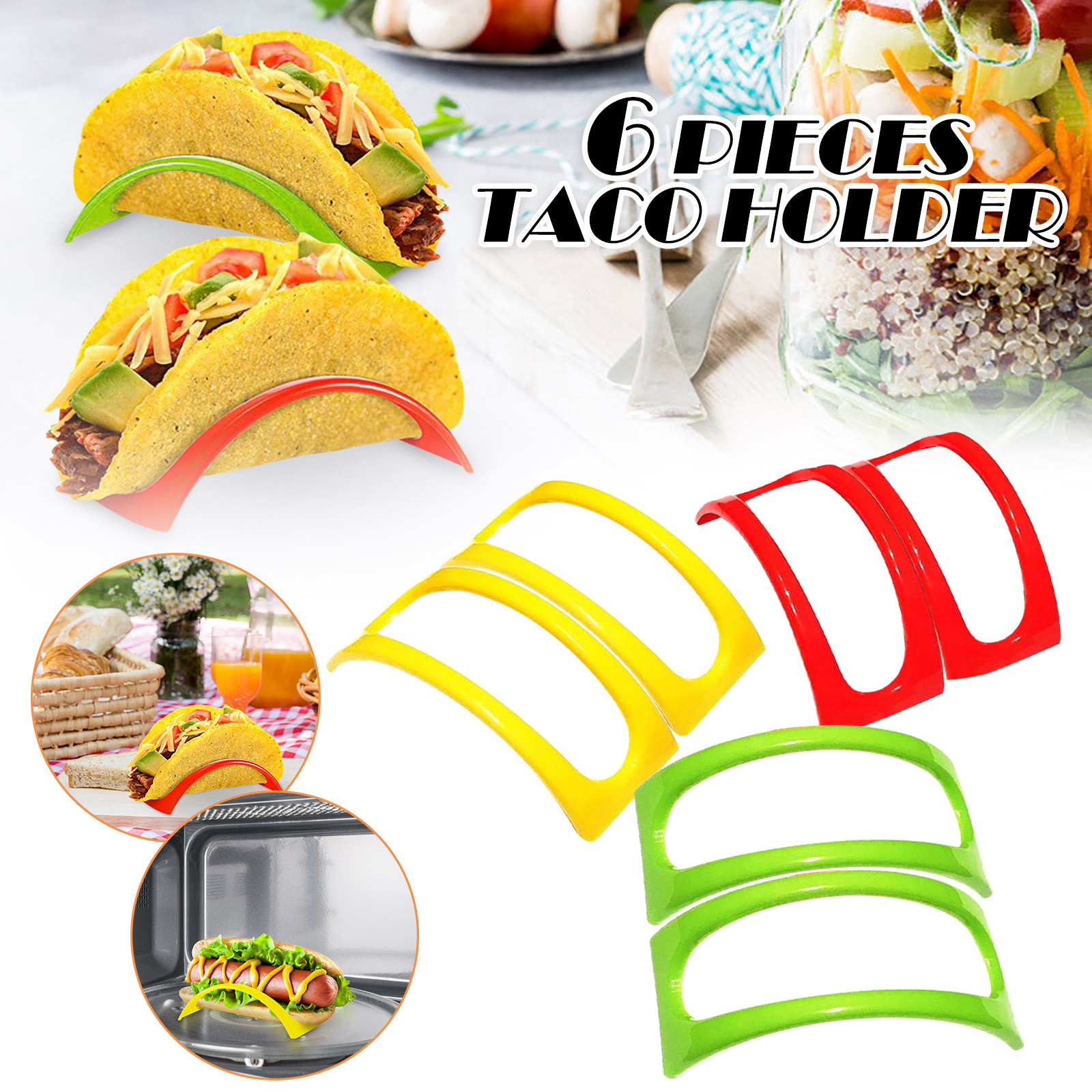 6 st färgglad plast tacoskal tortillahållare tacohållare tallrikskydd mathållare för kökstacos sanitetskomal