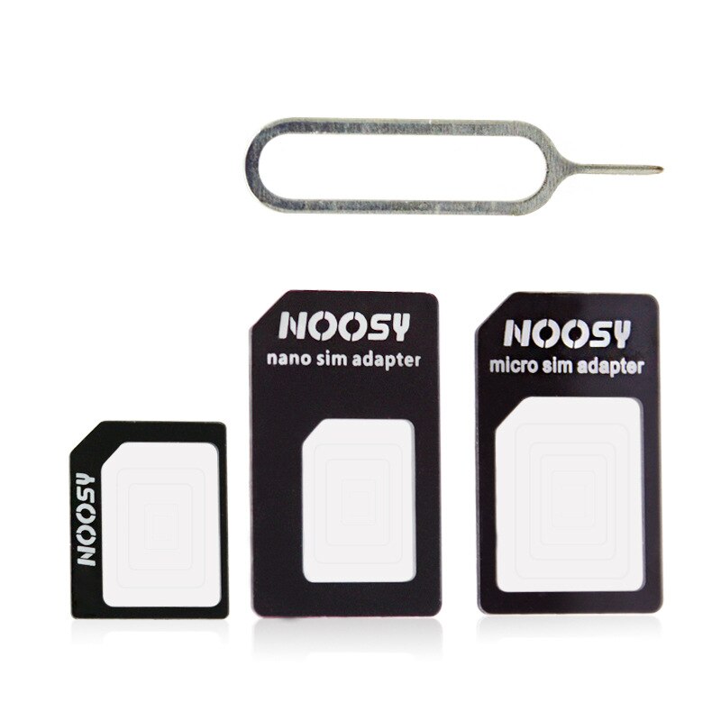 Cherie Universal 4 in 1 Sim Card Adapter Transformation 4 Sim Card Connector To Micro Standard For iPhone Samsung Xiaomi Huawei: Black