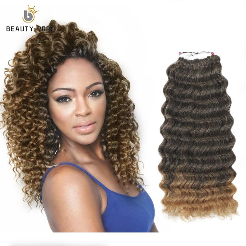 Synthetic Deep Pop Curl Crochet Braiding Hair Extensions 8" Short Ombre Marley Deep Wave Hair Weave Bundles 2Pcs/pack