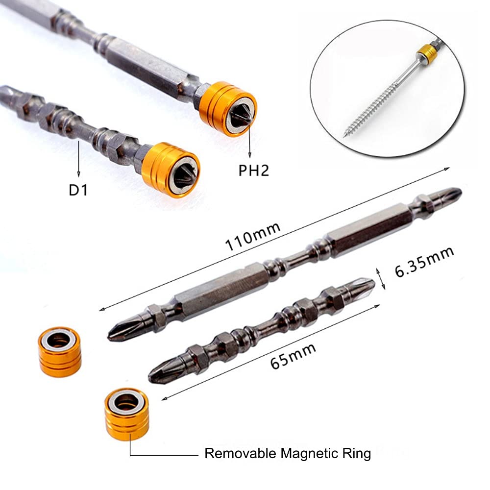 5/10 Stück PH2 magnetische Schraubendreher-Bits Kreuzschlitz 1/4 Zoll Sechskantschaft mit Magnetring für Elektroschrauber