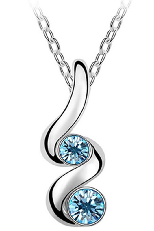 Dames kristal hanger ketting oorbellen sieraden set blauw