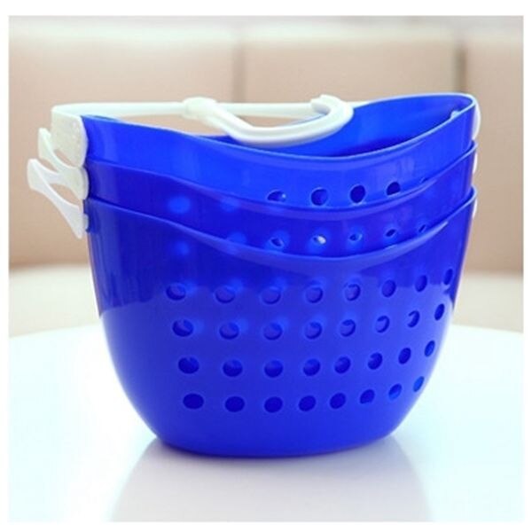 3 tier shower caddy bath rack plastic hanging over basket unit shower organiser, blue