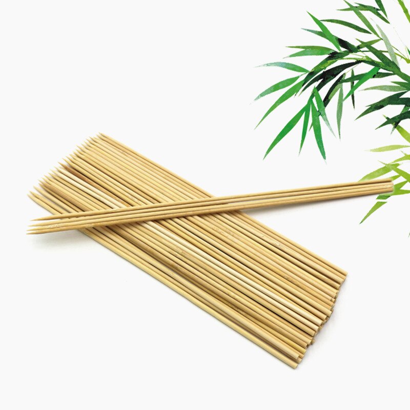Palillos de bambú desechables para barbacoa de 90 uds, palitos de madera Natural para fruta, palitos de comida para , utensilios resistentes para barbacoa y parrilla: 2.5 x 25CM 90pcs