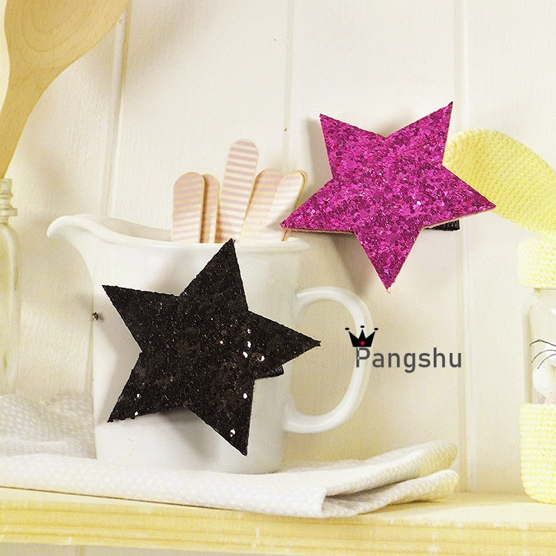 Shiny Sythetic Leather Star Barrette For Kid Girls Bling Leather Children Hair Clips Toddlers Hairpins Hair Accessories