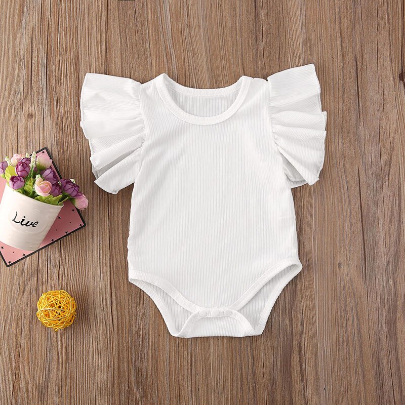 Focusnorm 0-18m pasgeboren babymeisje katoenen bodysuit korte mouwen jumpsuit kledingset zonnepak