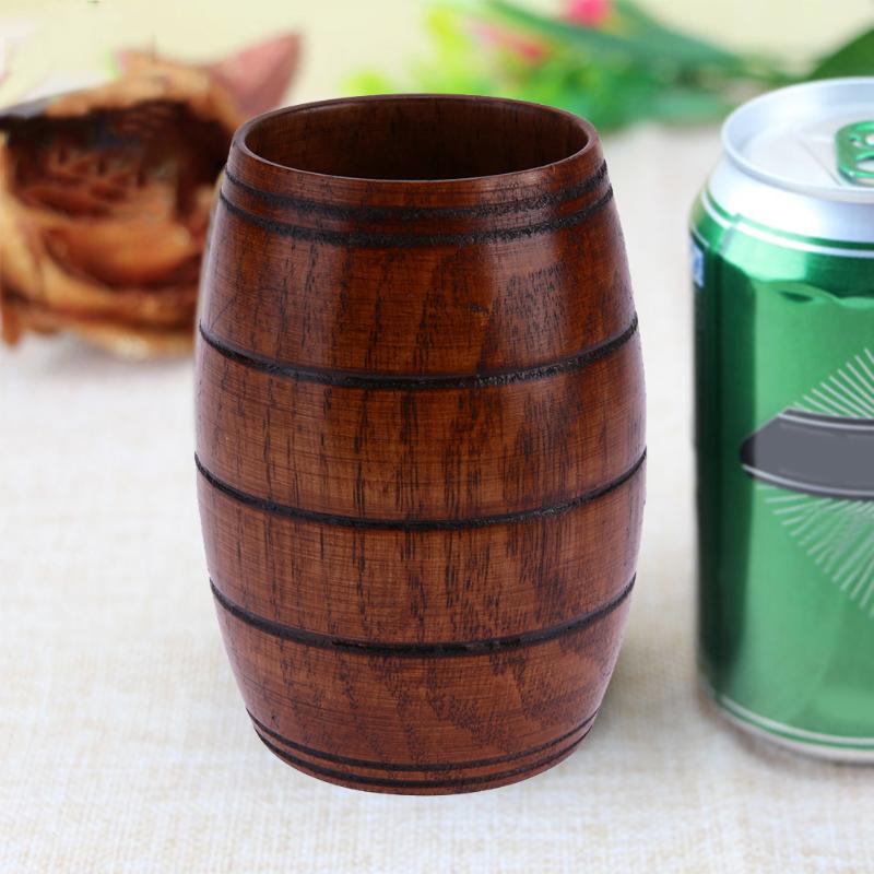 Taza de madera ecológica de gran barriga, vaso de cerveza tallado clásico de tres líneas, taza de madera clásica, accesorios de cocina y Bar