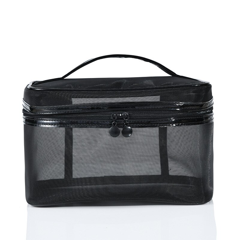 Große Kapazität Frauen Gittergewebe Kosmetik Tasche Schwarz transparent Reise Reißverschluss machen-hoch Tasche Kultur Werkzeug Organizer Lagerung Taschen: klein