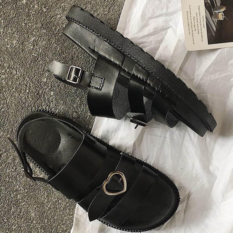 Klassiske sandaler kvinder sko sommer hjemmesko kvinder hjerte form sort flad platform sko kvinde strand sko skridsikker buty damskie