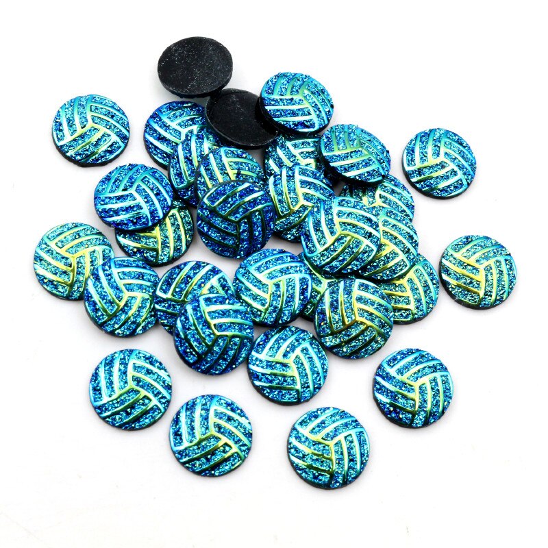 Nowa moda 40 sztuk 12mm Mix niebieski kolory kwiat styl z płaskim z powrotem Cabochons żywiczne Cameo: H1-36