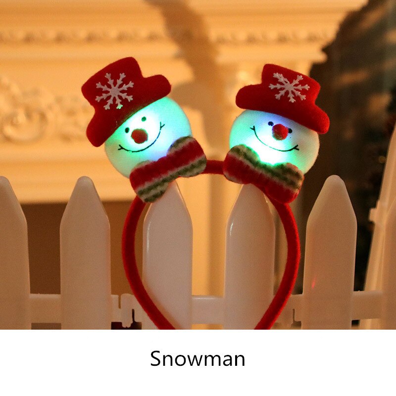 Xmas Toy Red Double Head Novelty Toy Christmas Santa Reindeer Snowman Bear LED Light Headband Hair Christmas For Children: Type 5