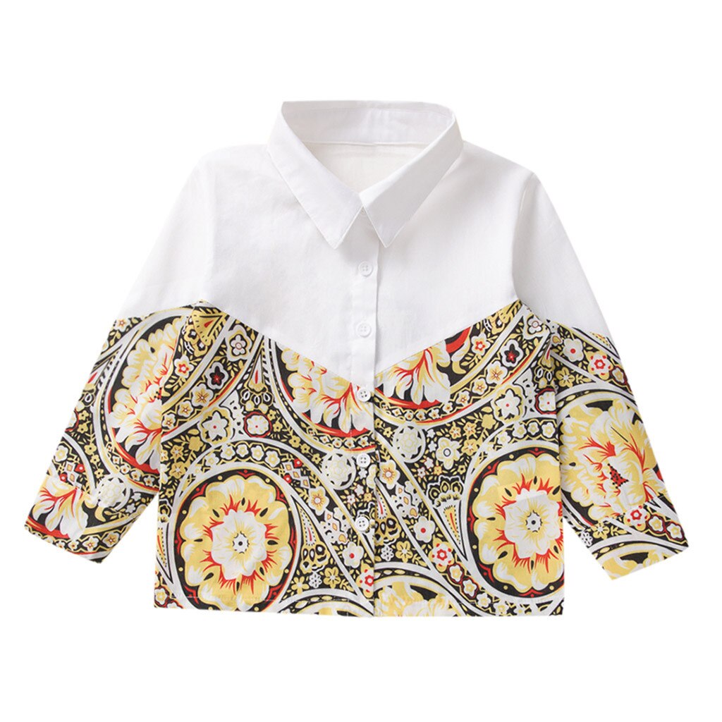 Chemise manches longues pour garçons | Vêtements à la , avec imprimé Floral, à boutons, style américain et européen: 4T