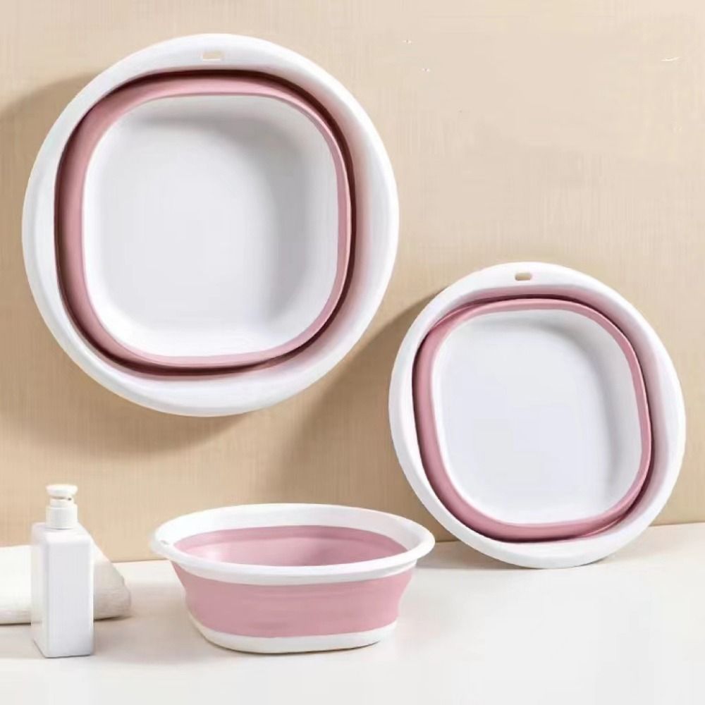 Bassin pliable Portable en Silicone, 3 pièces, empilable, gain de place, seau de pied pliant, trou de suspension, lavabos portables légers