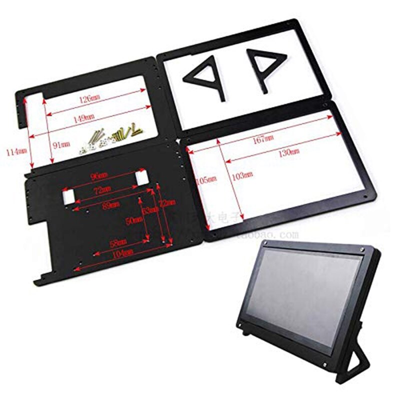 7 Inch Display Monitor LCD Case Support Holder for Raspberry Pi 3 Acrylic Housing Bracket LCD Black