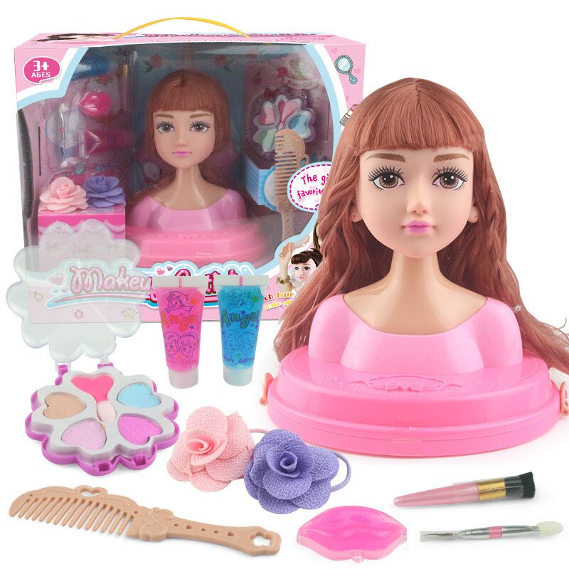 Conjunto de muñecas de juguete para niña, peine de maquillaje de princesa, Kit de seguridad no tóxico, para niña: C