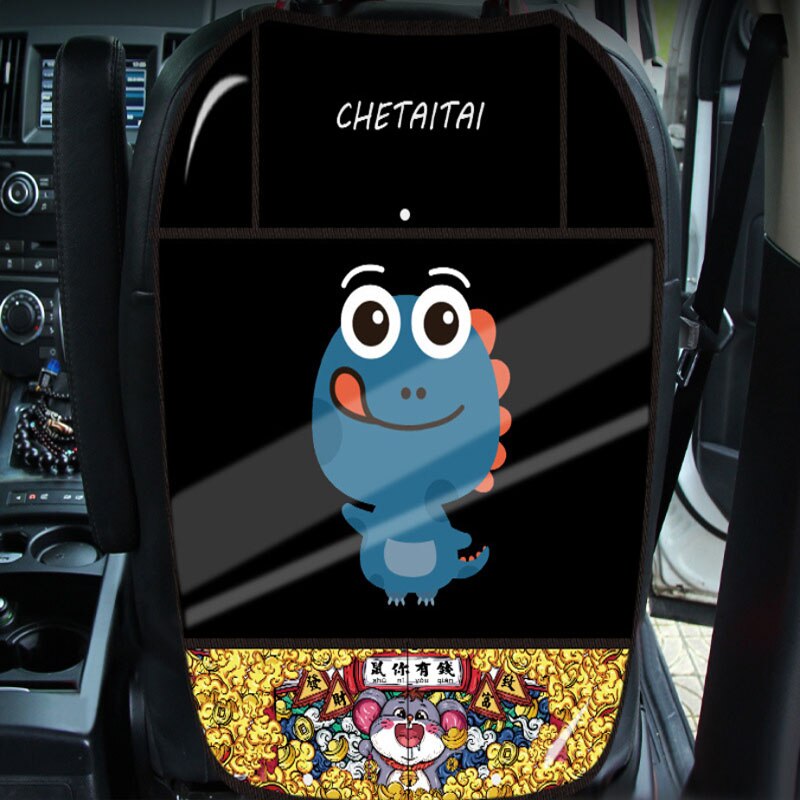 Asiento de coche de dibujos animados para niños, cojín anti-kick, asiento trasero de coche