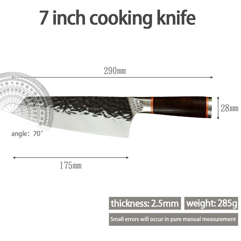 Sowoll couteau de boucher en acier forgé, outils de cuisine de Chef 5 ''6.5'' 7 ''7.5'' 8 ''trancheur serbe Chef survie outils de randonnée: H 7 inch