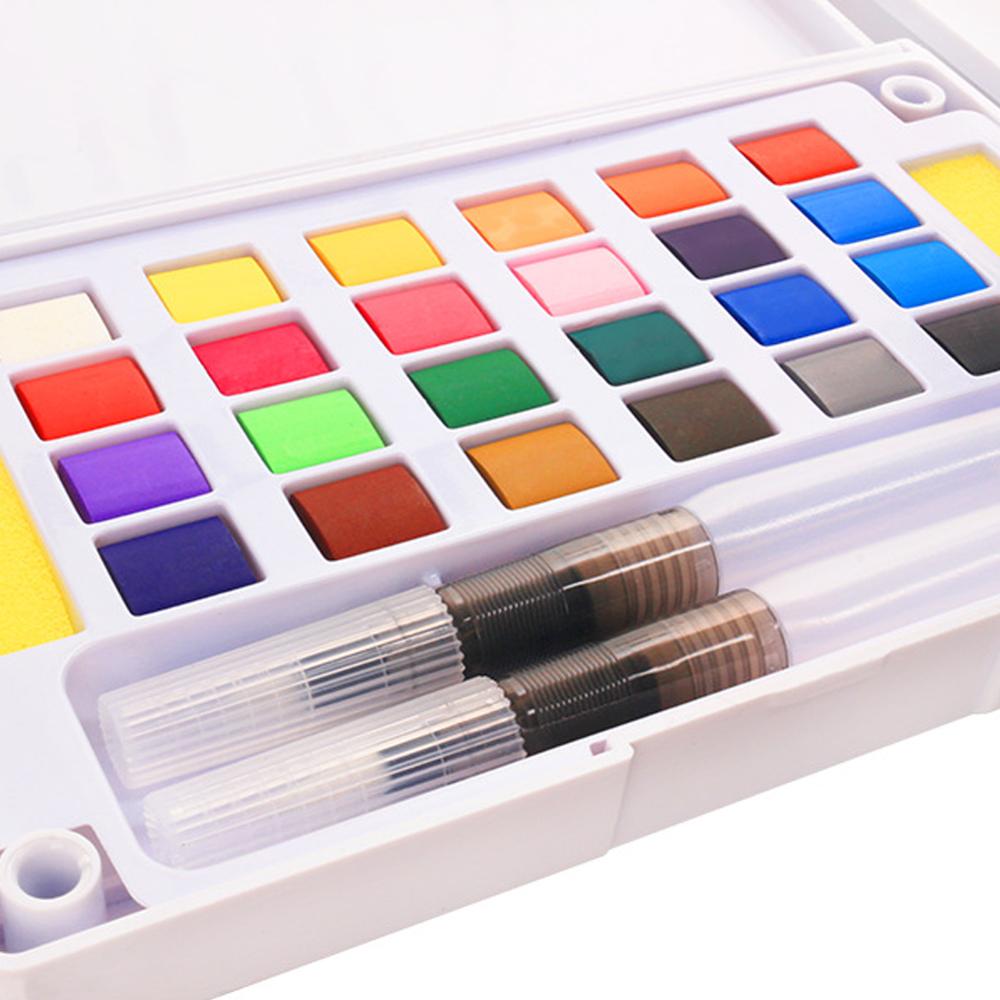 12/18/24/36 Kleuren Compressed Art Supplies Verf Set Pigment Effen Draagbare Verf Doos Afneembare Aquarel Met Borstel reizen