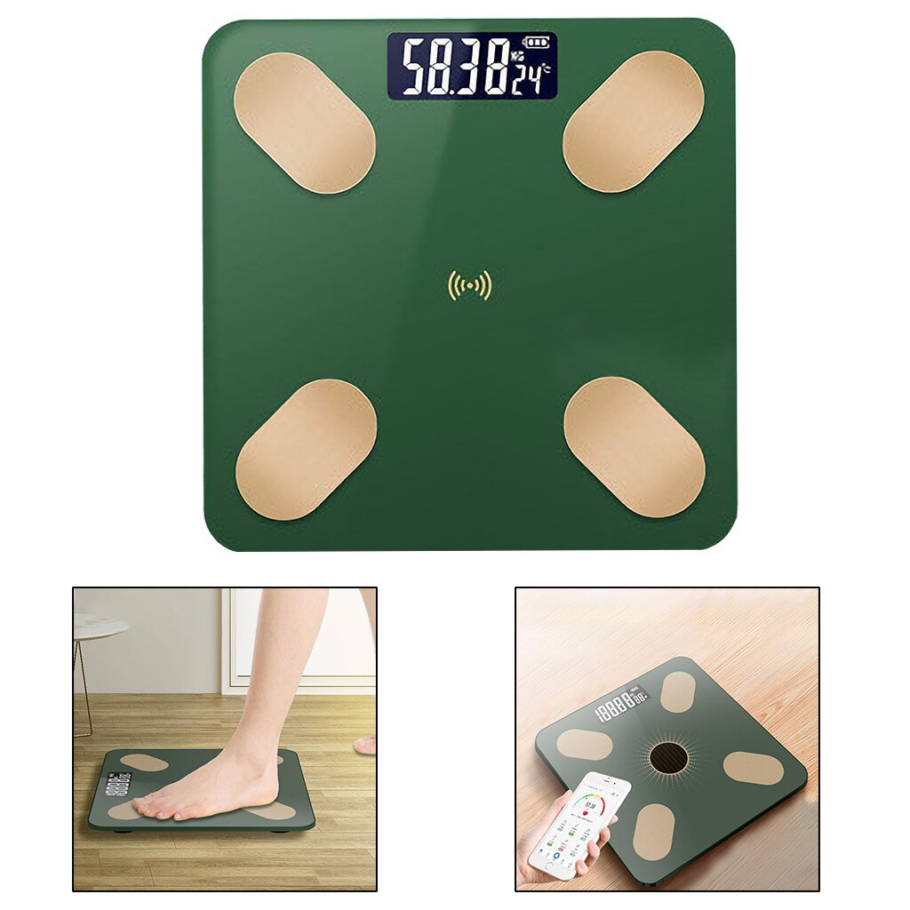 Digital Bluetooth Body Fat Scale BMI Scale Wireless Smart Scale 180kg/400lbs: green USB