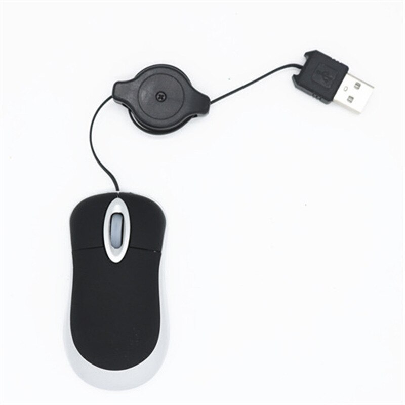 Mini Portable Wired Retractable Mouse Computer Mause Small Hand USB Optical 1000 DPI Office Mice for PC Laptop Notebook for Kids