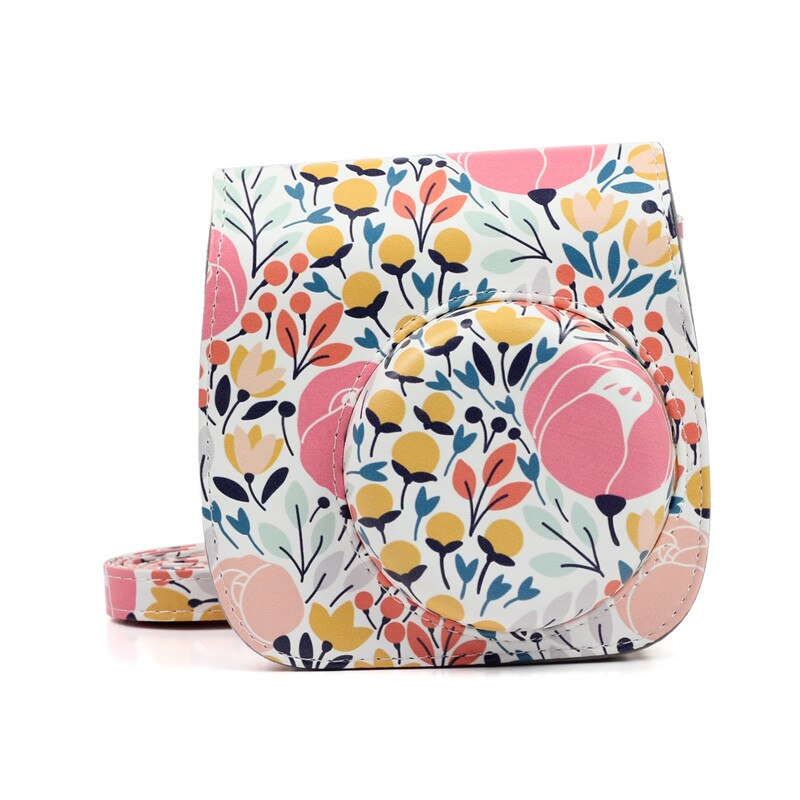Voor Fujifilm Instax Mini 8 9 Camera Protector Canvas Pouch Instant Film Camera Accessoires, Schouderriem Camera Tas: Forest Pink