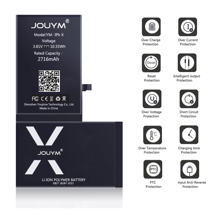 Jouym Batterij Voor Iphone 6 S 6 S 5 S 5 Se 7 8 Plus Originele Hoge Capaciteit Bateria Vervanging batterie Voor Iphone X Xs Max Xr 7P 8