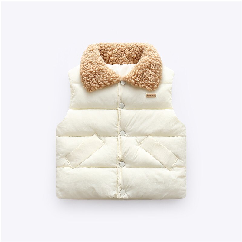 Children's Vest for Girls Turndown Collar Solid Sleeveless Jacket Boys Vests Winter Waistcoat Kids Gilet Fille Coats Lamb Wool: 2 / 7T