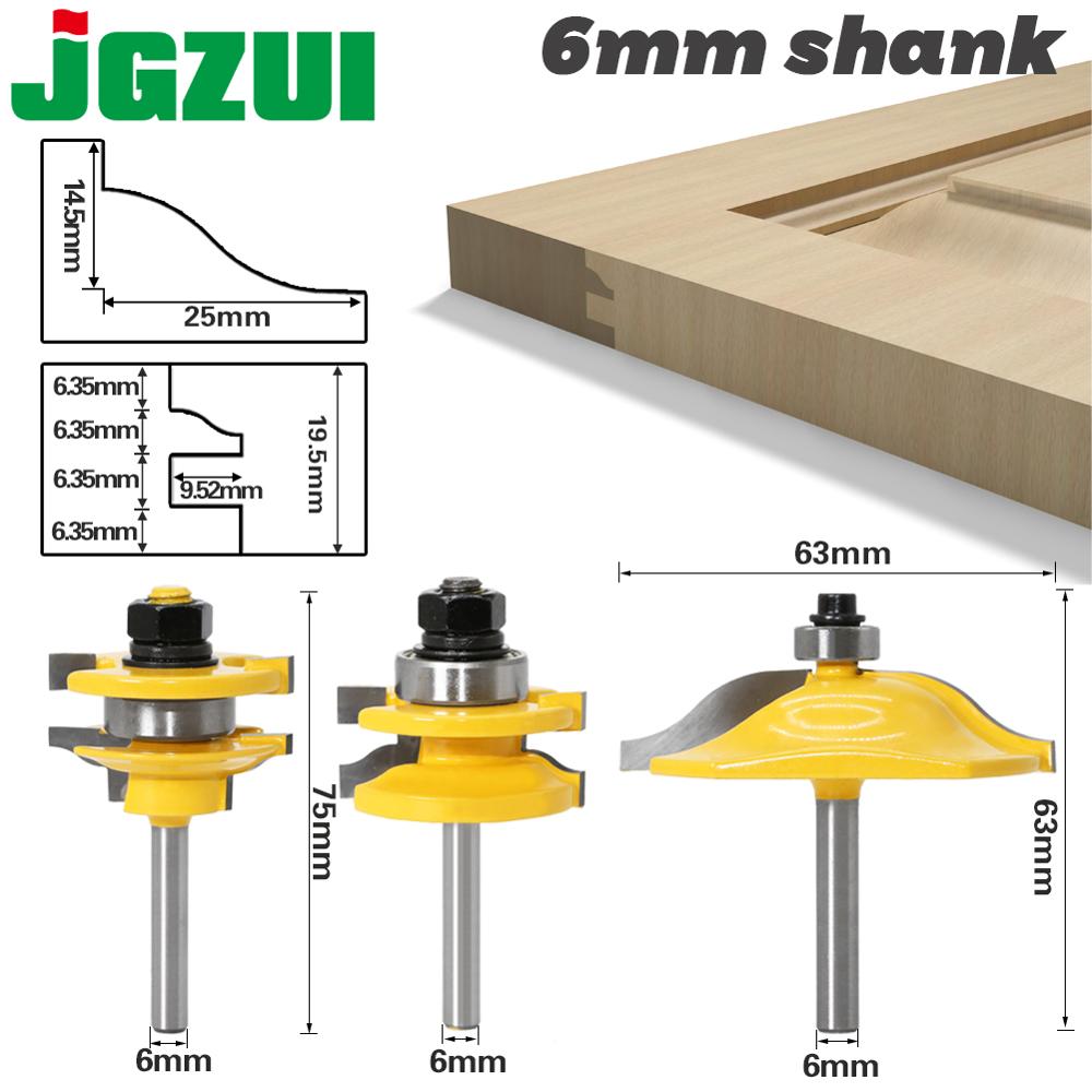 1-3PCS 6mm Shank Rail &amp; Stile Router Bits-Matched Standard Ogee door knife Woodworking cutter Tenon Cutter for Woodworking Tools
