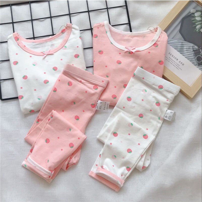 Kinderen Casual Pyjama Kleding Set Meisjes Leuke Nachtkleding Pak Sets Kinderen Lange Mouwen + Broek 2 Stuk Katoen pyjama Sets