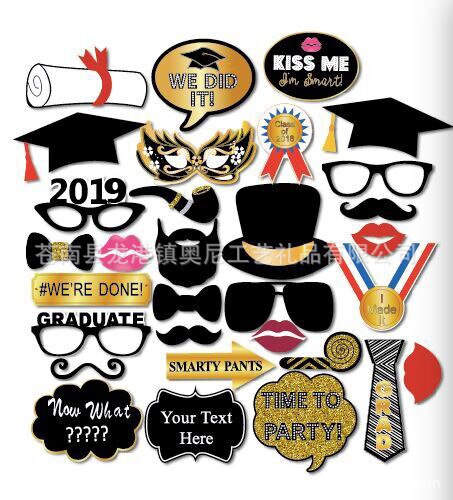 graduation ceremony party photos props paper beard paper frame Funny photo props graduation photo frame