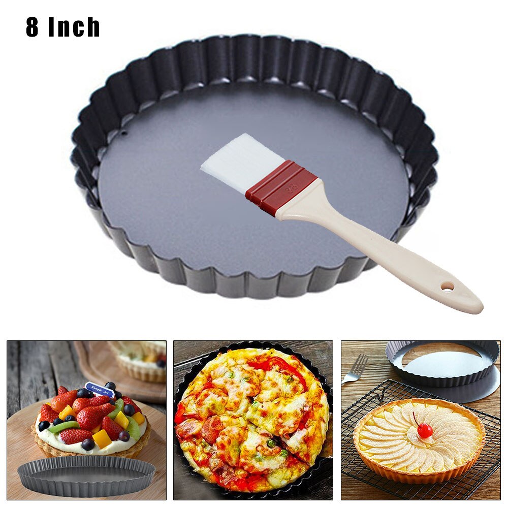 Non-Stick DIY Pizza Plate Removable Bottom Cake Pan Round Baking Tray Kitchen For Bread Loaf Pate Toast Cakes Quiche: 8inch