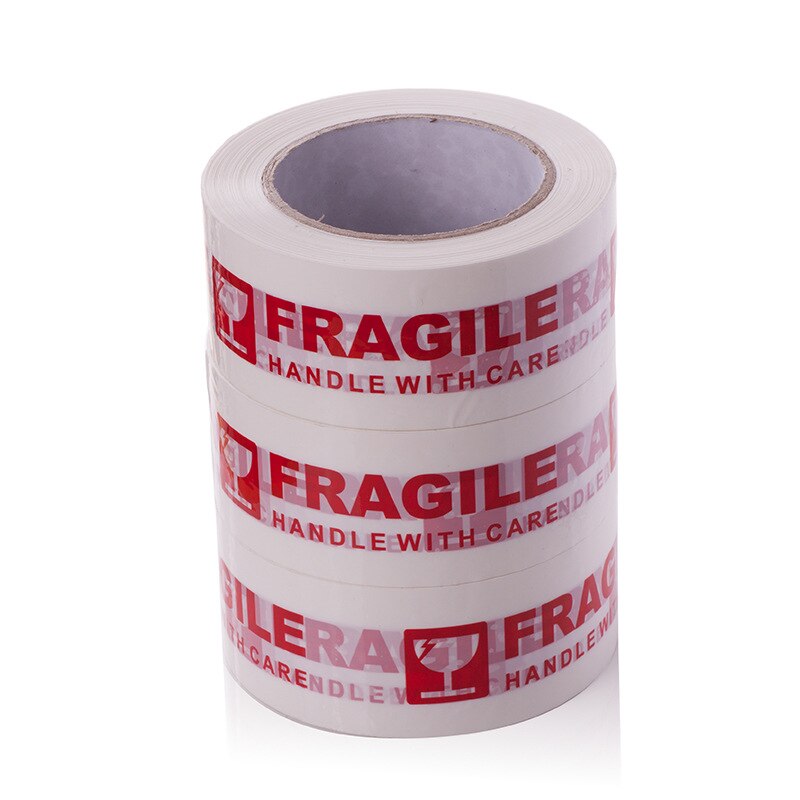 5cm * 100m Bianco fragile Imballaggio Nastro di Avvertimento Bopp Nastro Utilizzato per la Segnalazione e di Imballaggio Fragili Ufficio e scuola Forniture