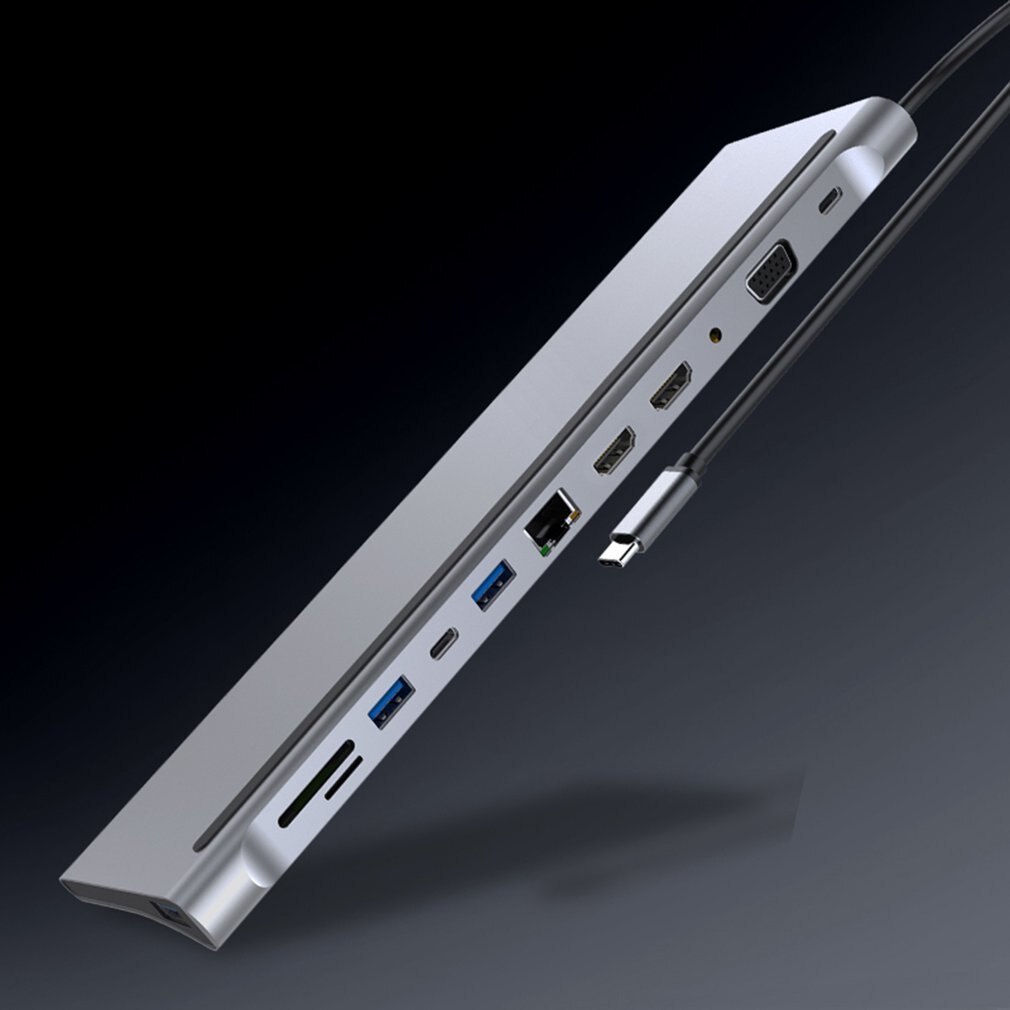 Th1201 12 in 1 type-c grijze usb 3.0 usb 2.0 2 hdmi kaartlezer oplaadhub voor huishoudelijke computeraccessoires: Default Title