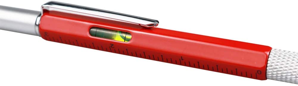 Multi Tool Pen 6 In 1 Metal Tech Pen With Ruler Level Screwdriver Condenser Tip Refillable Bubble Level and Ruler Ballpoint pen