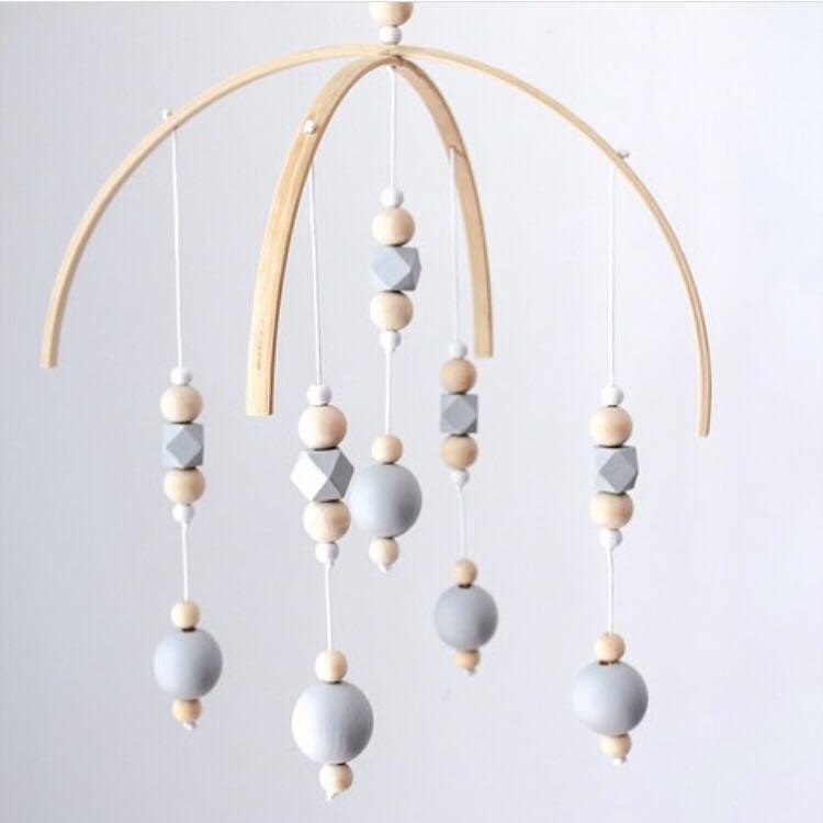 Baby Rammelaar Mobiele Speelgoed Houten Kralen Crib Speelgoed Bed Opknoping Pasgeboren Windgong Bel Nordic Kinderkamer Decoratie Fotografie Rekwisieten: 5