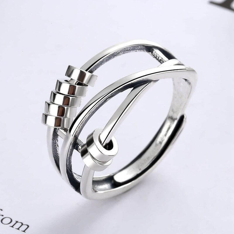 Anti-angst ringe til kvinder mænd fidget spinner band unisex justerbar stabling spinning bekymring ring