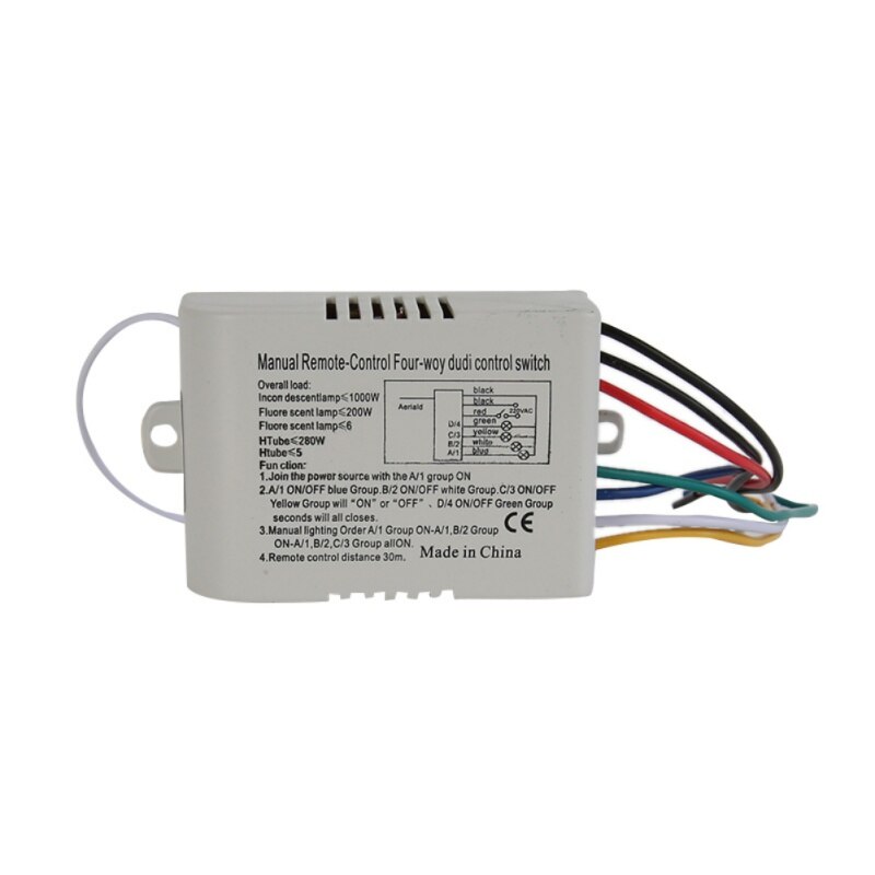 220V 4 Channel Wireless Light Remote Control Wireless Switch Receiver Transmitter For Lamp & Light ON/OFF