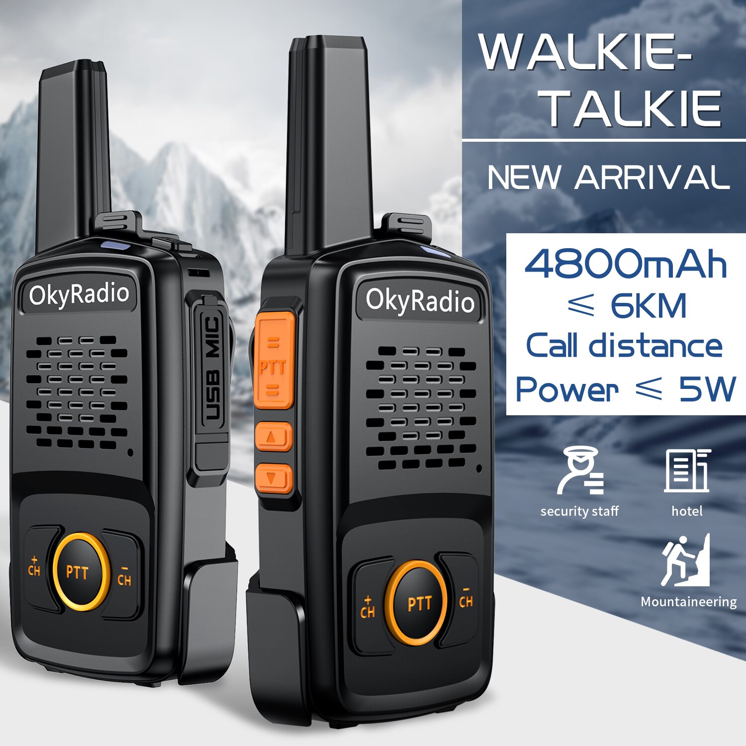 2022 4800mAh Large-capacity Walkie-talkie Waterproof Suitable Ultra Long Distance Use Walkie-talkie Multiple Environments