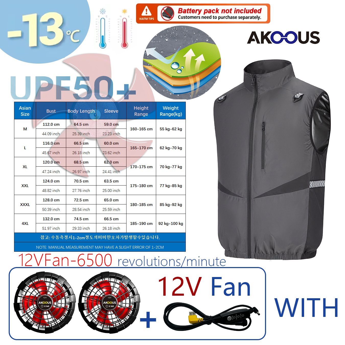 12V/5V USB Mannen Koelventilator Vest Zomer Ijskoele Airconditioner Kleding Ademend Outdoor Wandelen Vissen Camping Werkvest: M / zwart