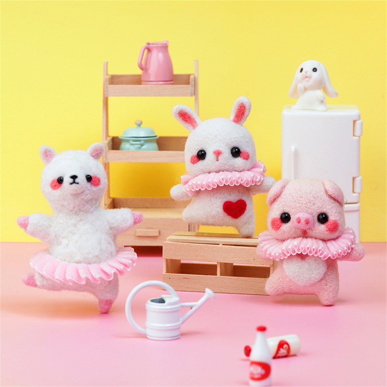 Leuke Patroon Handgemaakte Diy Poke Wol Vilt Materiaal Productie Pakket Niet-Afgewerkte Diy Handcarft Wol Vilten Materiaal