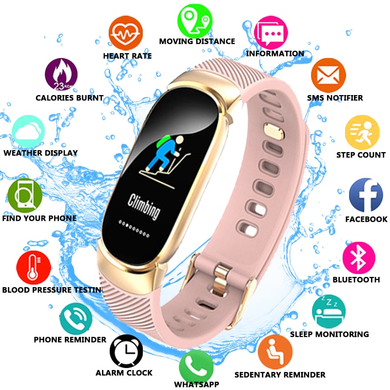 IP68 Waterproof Smart Watch Women Heart Rate Monitor Men Fitness Smart Bracelet Tracker Sport Smartwatch For Android IOS+Box