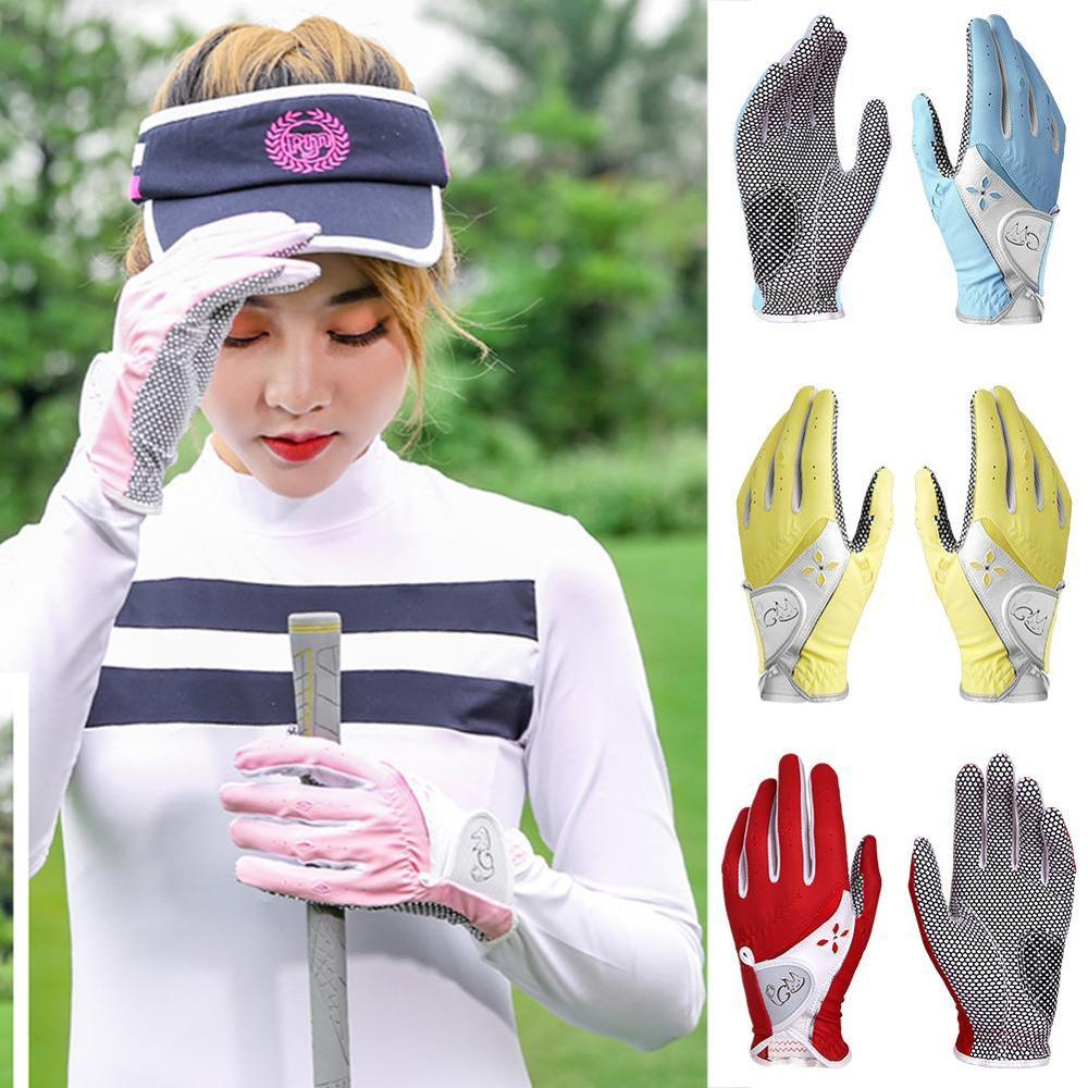 1 Pair Golf Women's Gloves Left Hand and Right Hand Non-slip Golf Gloves Ladies Breathable Outdoor Sports Gloves