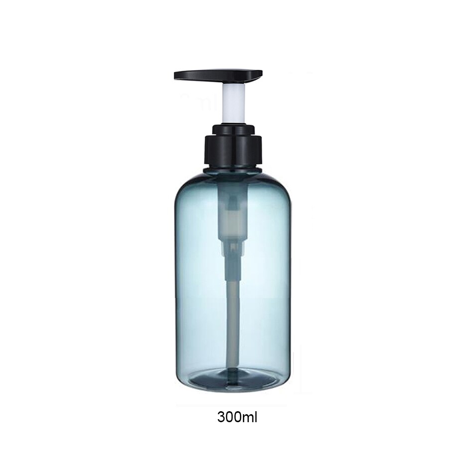 300/500ml Empty Soap Dispenser Bottle Refillable Lotion Hair Conditioner Shampoo Container Bottle with Waterproof Labels: 300ml blue