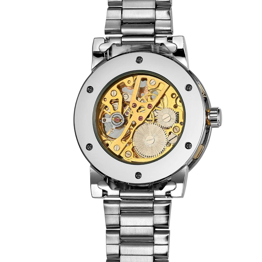 Winnaar Top Luxe Retro Rvs Heren Horloge Sport Mechanische Skeleton Horloges Cool Diamond Klok Mannen Horloge